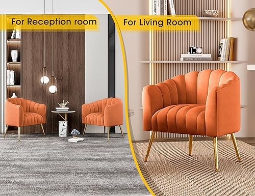 Dewhut Oversized Pumpkin Couch Accent Chair, Modern Comfy Velvet Upholstered - Image 4