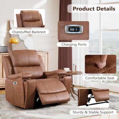 CANMOV Electric Power Recliner Chair Set of 2, Faux Leather Recliner Chair - Image 4