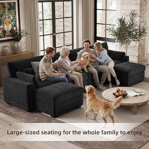 WorthFurni 146.5'' Modular Sectional Sofa, U Shaped Oversized Extra Deep Couches - Image 4