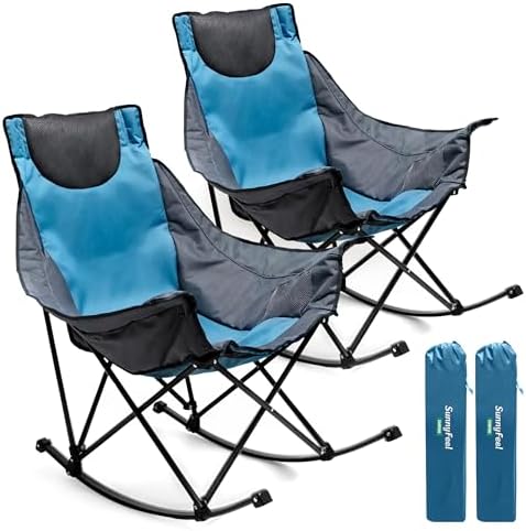 SUNNYFEEL Oversized Folding Rocking Camping Chair 2 Pack, 500lbs Blue by SunnyFeelCamping