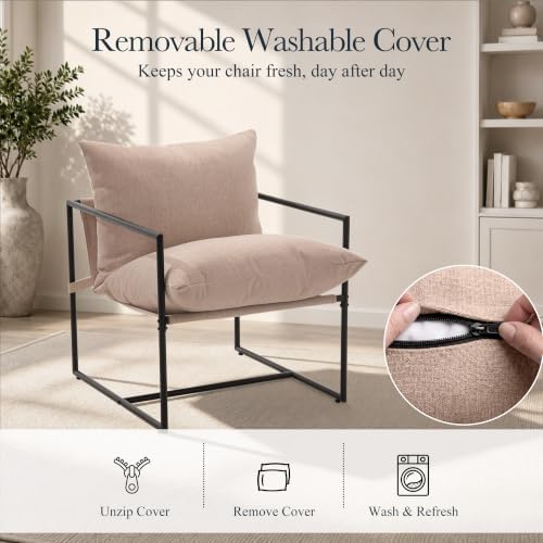 Modern Accent Chair, Upholstered Reading Sling Chair - Image 3