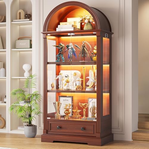 Dystler Curio Cabinet with Glass Doors & LED Lights by CraftYourIdealHomeLife
