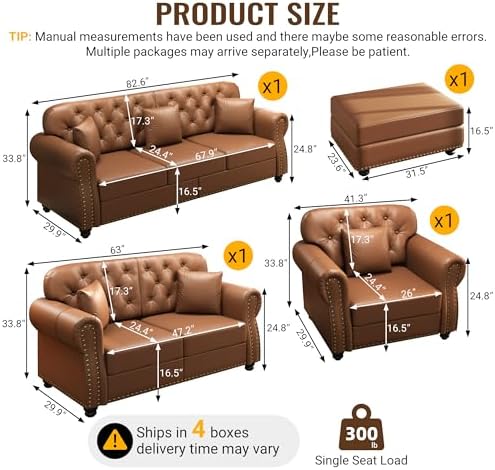 KEIKI 3-Piece Chesterfield Sofa Set - Image 2