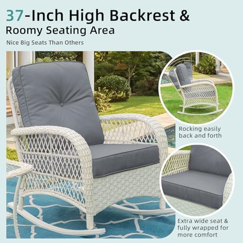 MEETWARM Outdoor Wicker Rocking Chairs Set of 2, Rattan Patio Rocker Chairs - Image 7