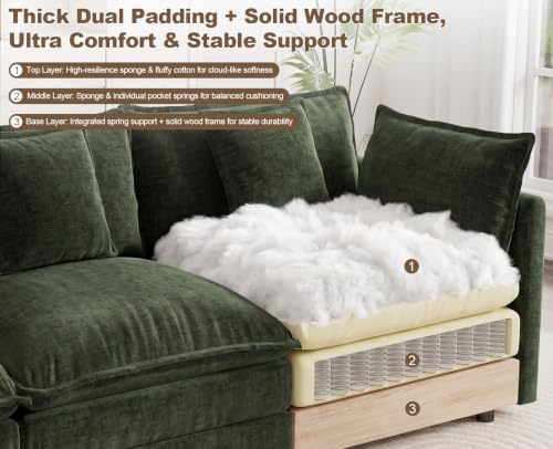 111.5” Modular Sectional Sofa, L Shaped Cloud Couch - Image 4