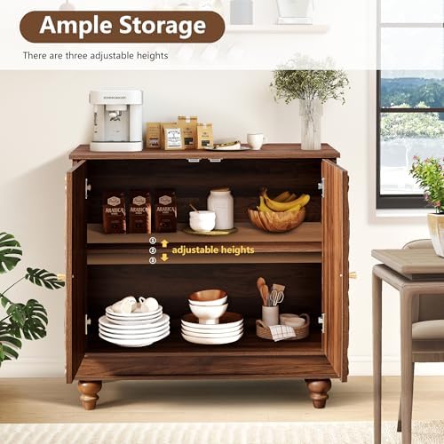 31" Accent Storage Cabinet, Floral Embossed 2 Door Sideboard - Image 3