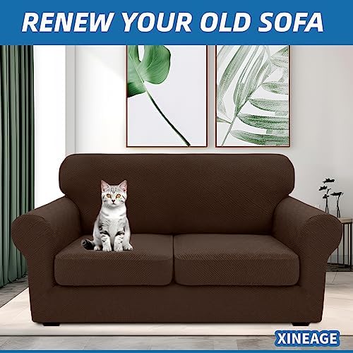 XINEAGE 3-Piece Stretch Loveseat Sofa Cover, Washable Couch Covers - Image 4
