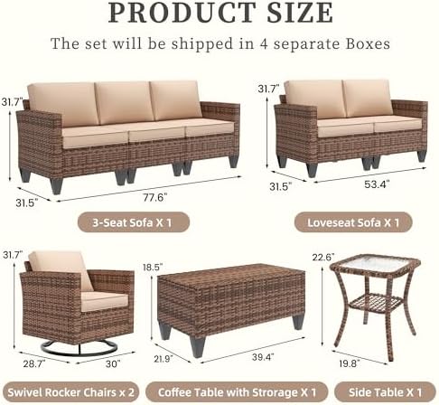 UDPATIO Patio Furniture Set, 6 Pieces Outdoor Furniture Sets - Image 3