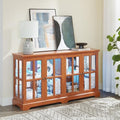 59" Glass Curio Display Storage Cabinet, 4 Doors LED Light Multipurpose by Unknown
