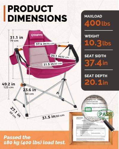 KingCamp Hammock Camping Chair, 400lbs Heavy Duty Swing Chairs - Image 3