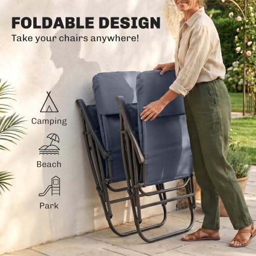 Outsunny Set of 2 Oversized Folding Rocking Camping Chair - Image 4