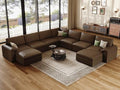 EASE MOOSE Modular Sectional Sofa, Leather Sectional Couch, Deep Brown by EASEMOOSE