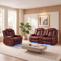 Leather Power Recliner Sofa Set by Unknown