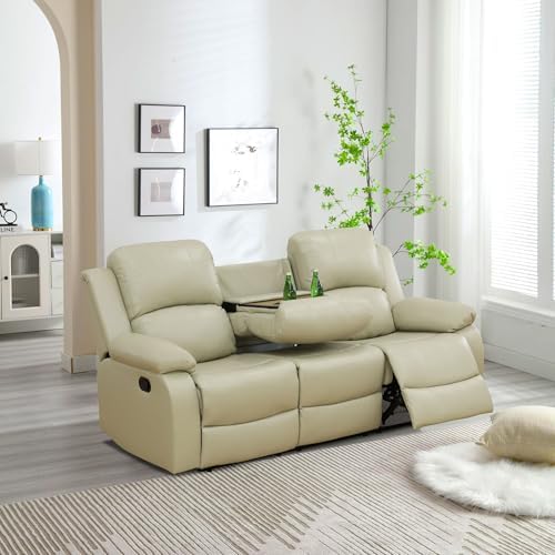 Manual Recliner Sofa Set, Bonded Leather Modern Living Room Furniture Sets - Image 3