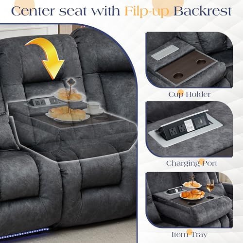TUNYI Power Loveseat Recliner Sofa - Image 6