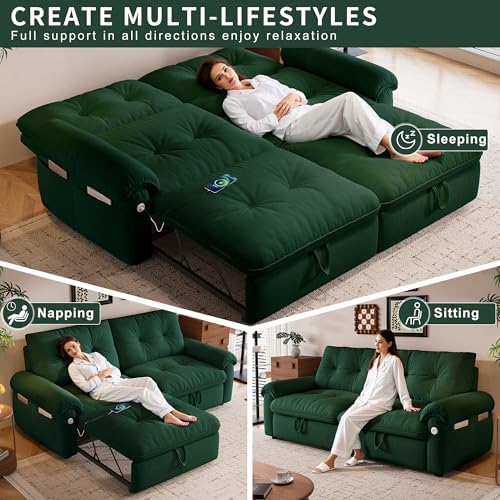 77" Queen Size Sofa Bed, Loveseat Sleeper Sofa - Image 4