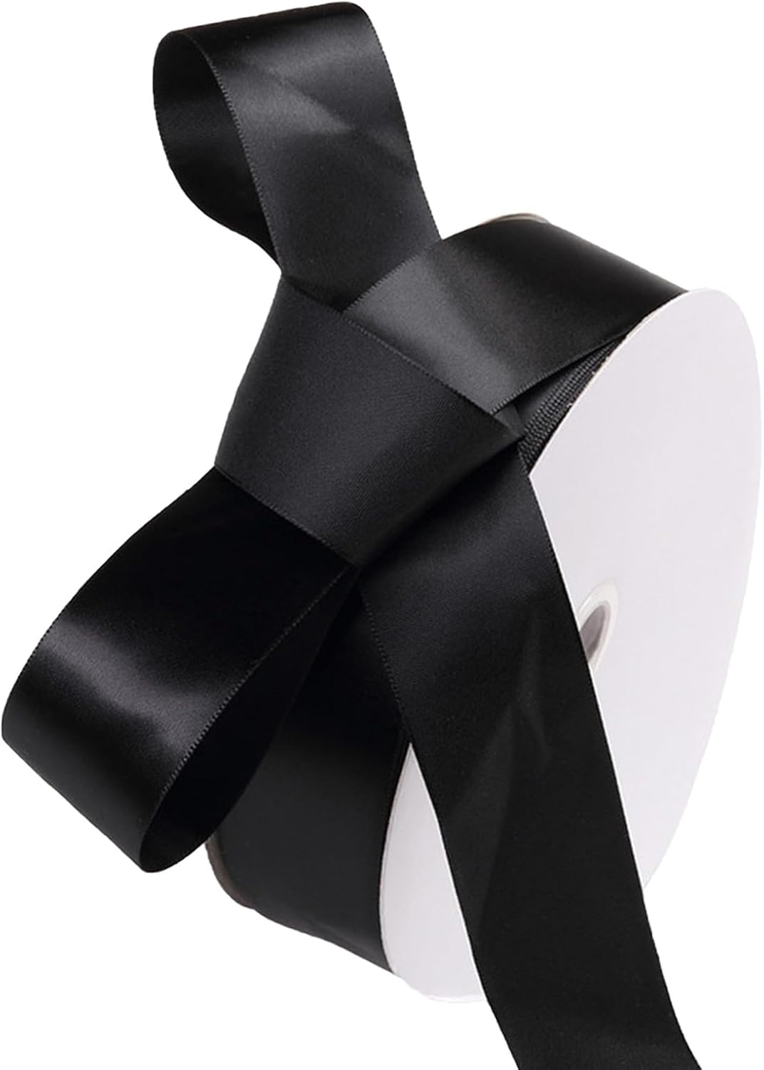1-1/2" x 50 Yards Black Polyester Satin Ribbon Single Faced Fabric Ribbons for Gift Wrapping, Crafting, Floral Arrangements, Flower Bouquet, Wedding, Home Decor