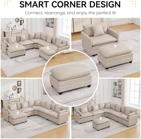 WUTUTUEE 35'' Modern Leather Cloud Sofa Ottoman, Rectangle Ottoman - Image 5