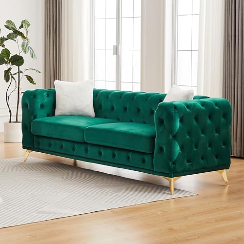 KEIKI 83" Luxury Oversized Velvet Chesterfield Sofa - Image 4