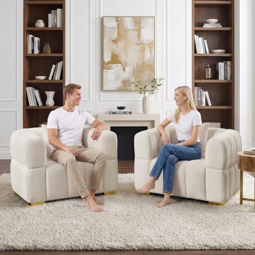 VANOMi Living Room Chair Set of 2, Boucle Armchair - Image 3
