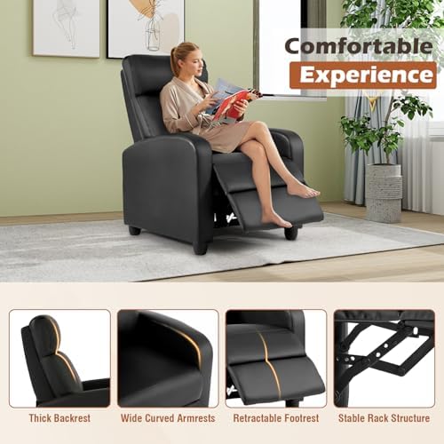 BestMassage Recliner Chair No Massage Function | Leather Black - Image 5