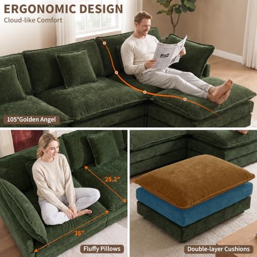 Tmsan 76.7" Green Cloud Loveseat Sofa - Image 5