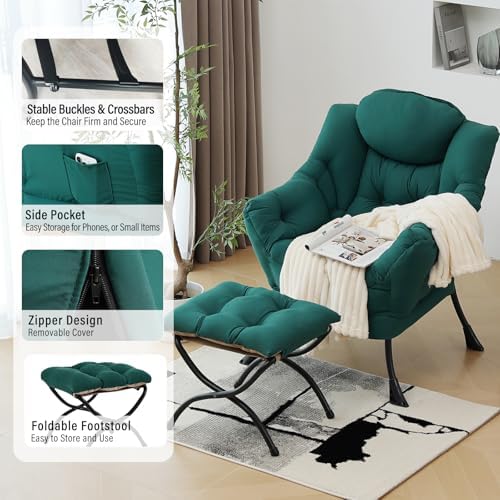 Furlide Lazy Chair with Ottoman, Soft Comfy Chair - Image 6