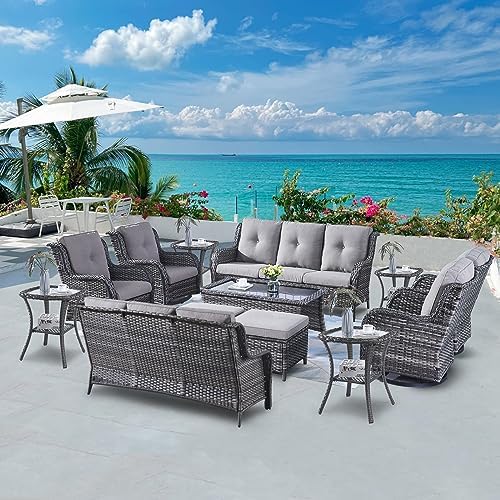 Belord 13 Piece Wicker Patio Furniture Set, Outdoor Swivel Rocker Chairs Set of by Belord