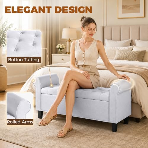 HOMCOM 47" Storage Ottoman End of Bed Bench - Image 6