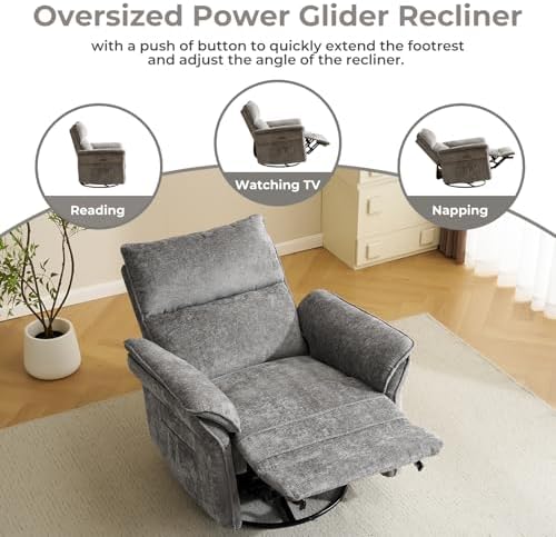 Oversized Power Recliner Chair Swivel Glider - Image 5