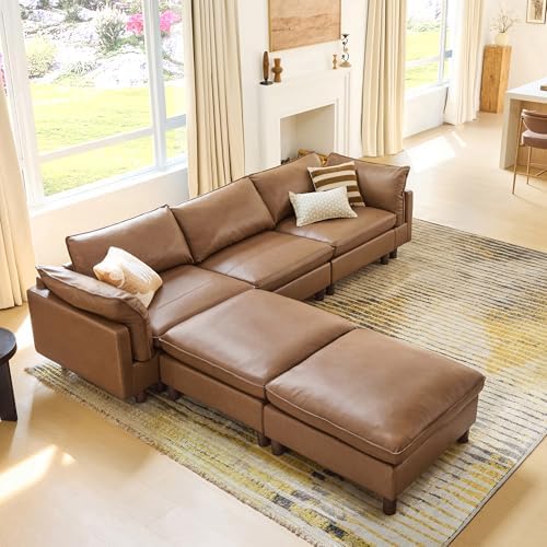 CHITA 127" Genuine Leather Sofa, Large Sectional Couches, 5 Seater by Unknown