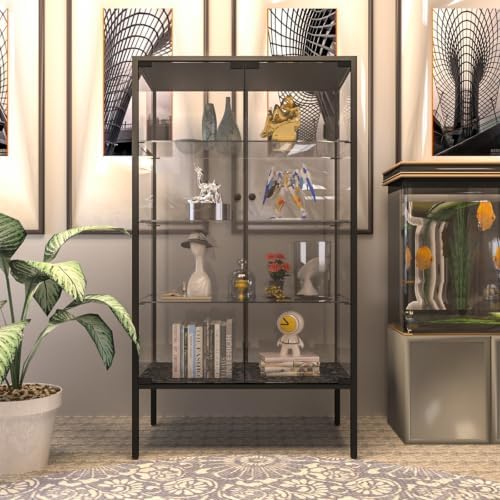LFT HUIMEI2Y 4-Tier Glass Display Cabinet, Iron Frame Display Case by LFTHUIMEI2Y