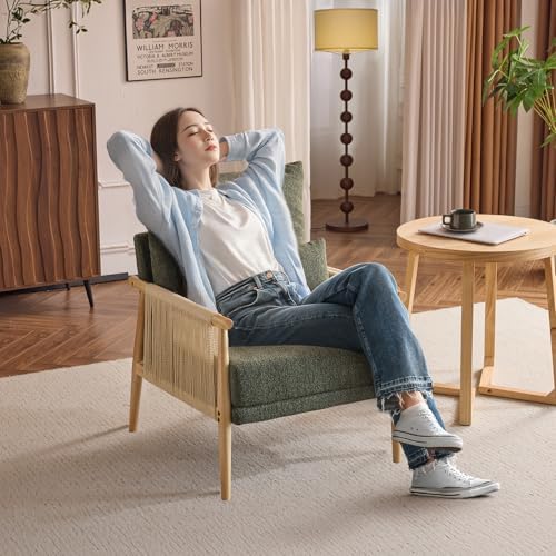 VINGLI Boho Braid Accent Armchairs Set of 2, Mid-Century Modern Chiars - Image 4