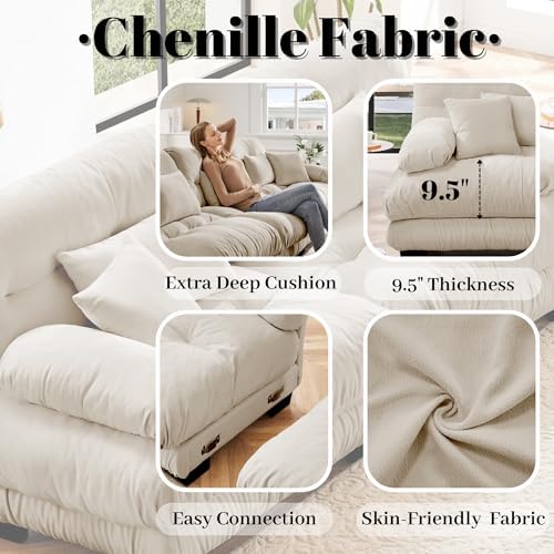 Modular Sectional Sofa for Living Room, 94.4" U-Shaped Comfy Couch - Image 4