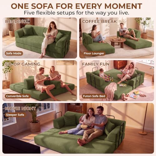 79'' Convertible Futon Sofa Bed, High‑Back Boneless Couches - Image 4