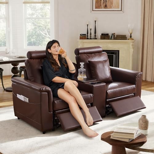ORRD Power Reclining Sectional Sofa, Electric Loveseat Recliner - Image 3