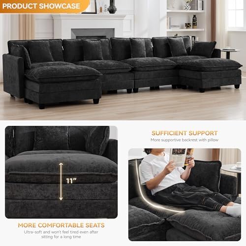 147'' U Shaped Sectional Cloud Couch, Modular Sofa - Image 3