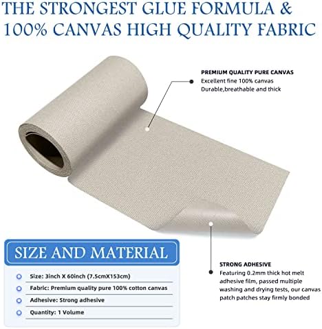 KING MOUNTAIN Canvas Iron on Patch, Waterproof 100% Cotton Fabric Repair Patch - Image 2