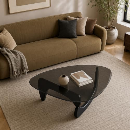 EASYSOUL 44.88-Inch Mid-Century Modern Triangle Glass Coffee Table - Image 3
