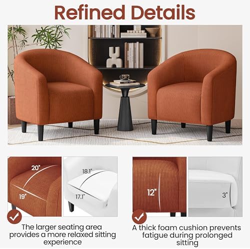 Yaheetech Compact Corduroy Accent Chairs Set of 2 - Image 6