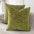 FIFU 16x16 Inch Throw Pillow Covers Set of 2, Jacquard Velvet, Olive Green by FIFU