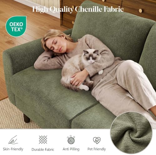WorthFurni 68" Loveseat Sofa, Comfy Chenille Fabric Couches - Image 3