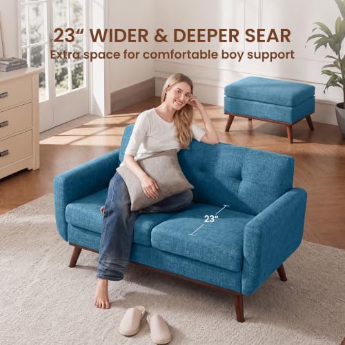 56" Small Loveseat Sofa Mid Century Modern Mini Love Seat - Image 4