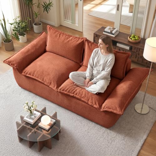 JUIKURY 55" Convertible Corduroy Sofa Bed, Boneless Foldable Loveseat Sleeper by Unknown