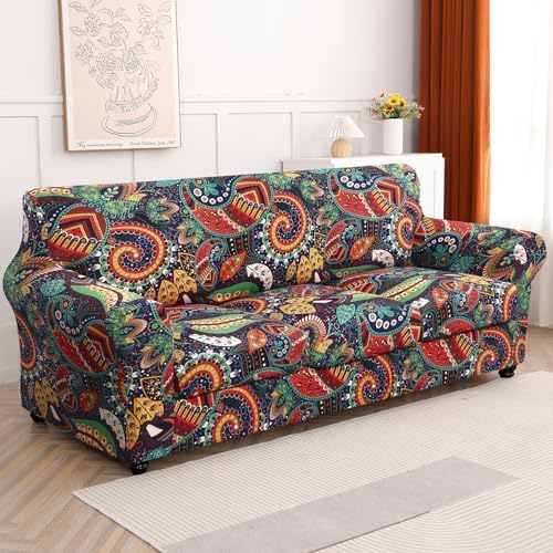 SearchI Stretch Sofa Cover Printed Couch Cover, Floral Pattern 4 Pieces Sofa - Image 2