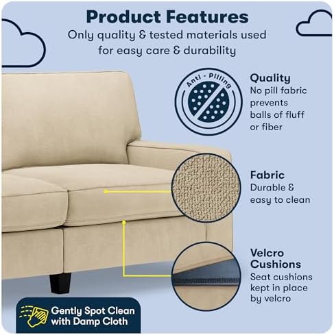 Serta Palisades 73" Track Arm Sofa, Easy Care Polyester, Soft Pillow Back - Image 3