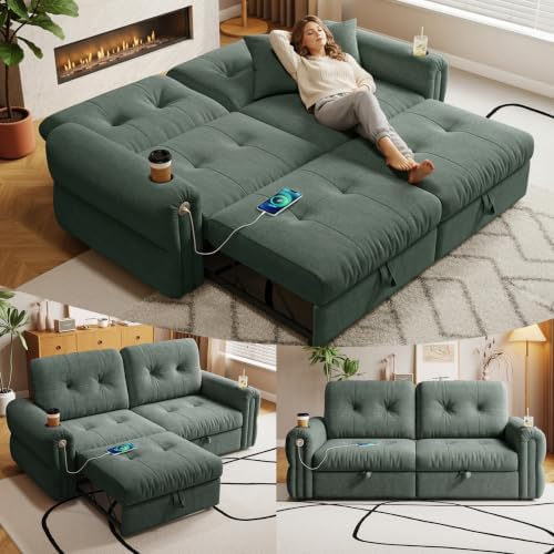 73" Queen Size Sofa Bed, Loveseat Sleeper Sofa by ZHCREAL