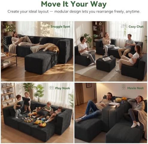 MONVANE U Shaped Boneless Sectional Couch Oversized - Image 4