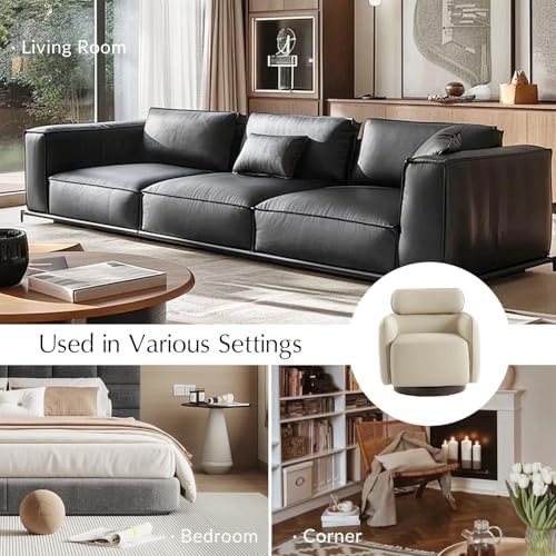 HULALA HOME Genuine Leather Swivel Rocker Chairs Set of 2, Swivel Rocking - Image 6