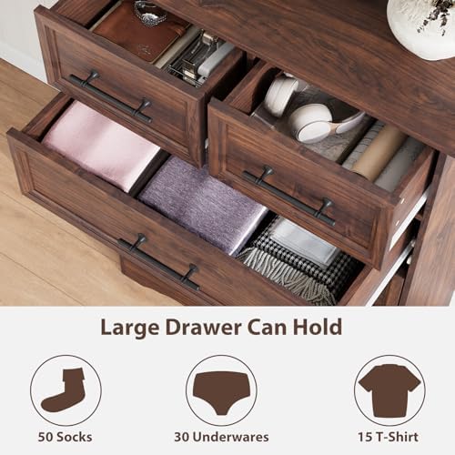 YANSNWO Walnut 6 Drawer Dresser - Image 4